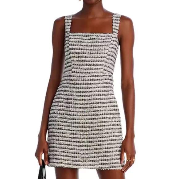 Aqua  Womens Pink/Black Square Neck Tweed Bustier Dress Chanel Style Size XS - Picture 1 of 17
